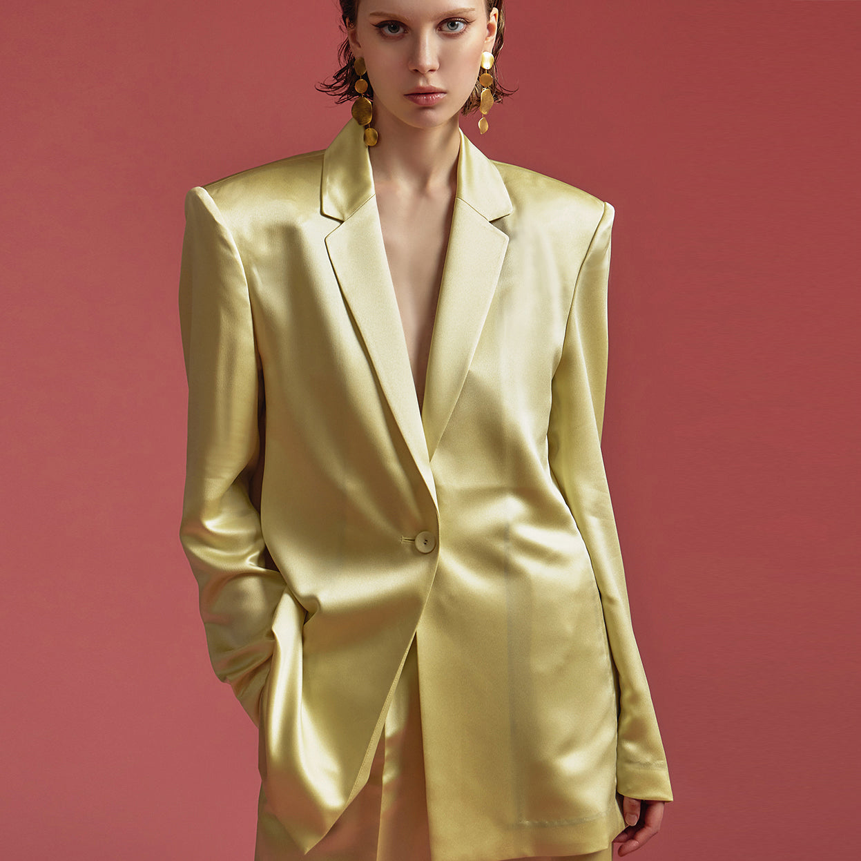 MBDJ022 缎面两扣单夹克