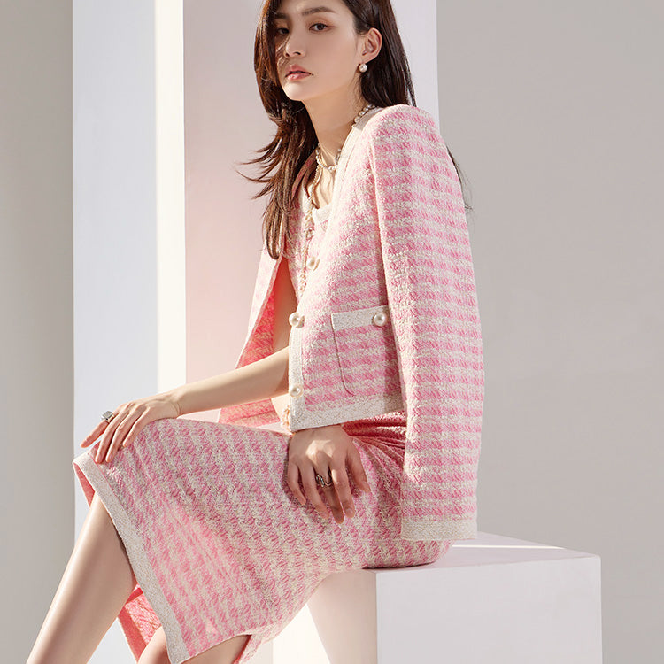 TP1518 花呢无袖连衣裙两件套