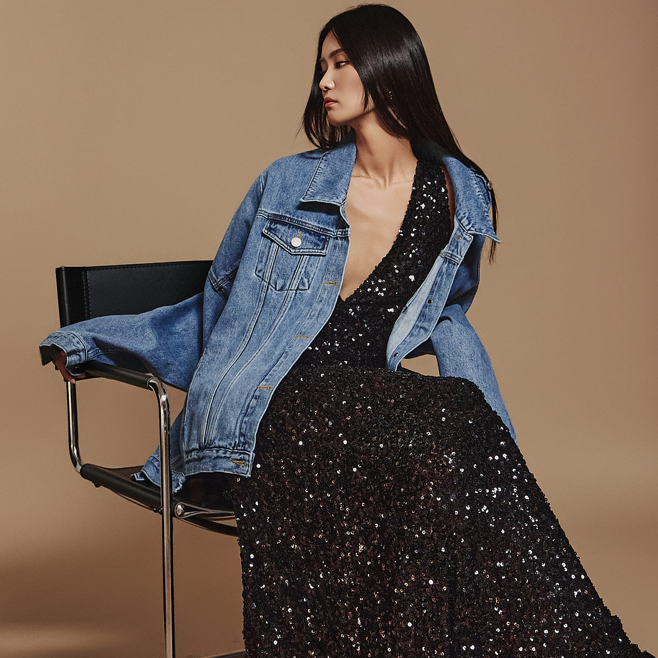 J1978 デニムスリットオーバーサイズフィットジャケット