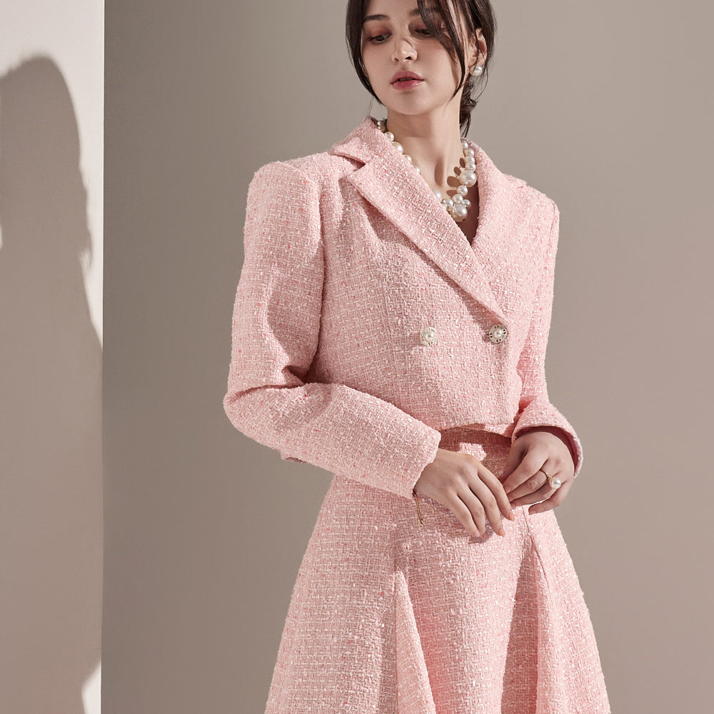 J2209 Tweed Crop Double Jacket