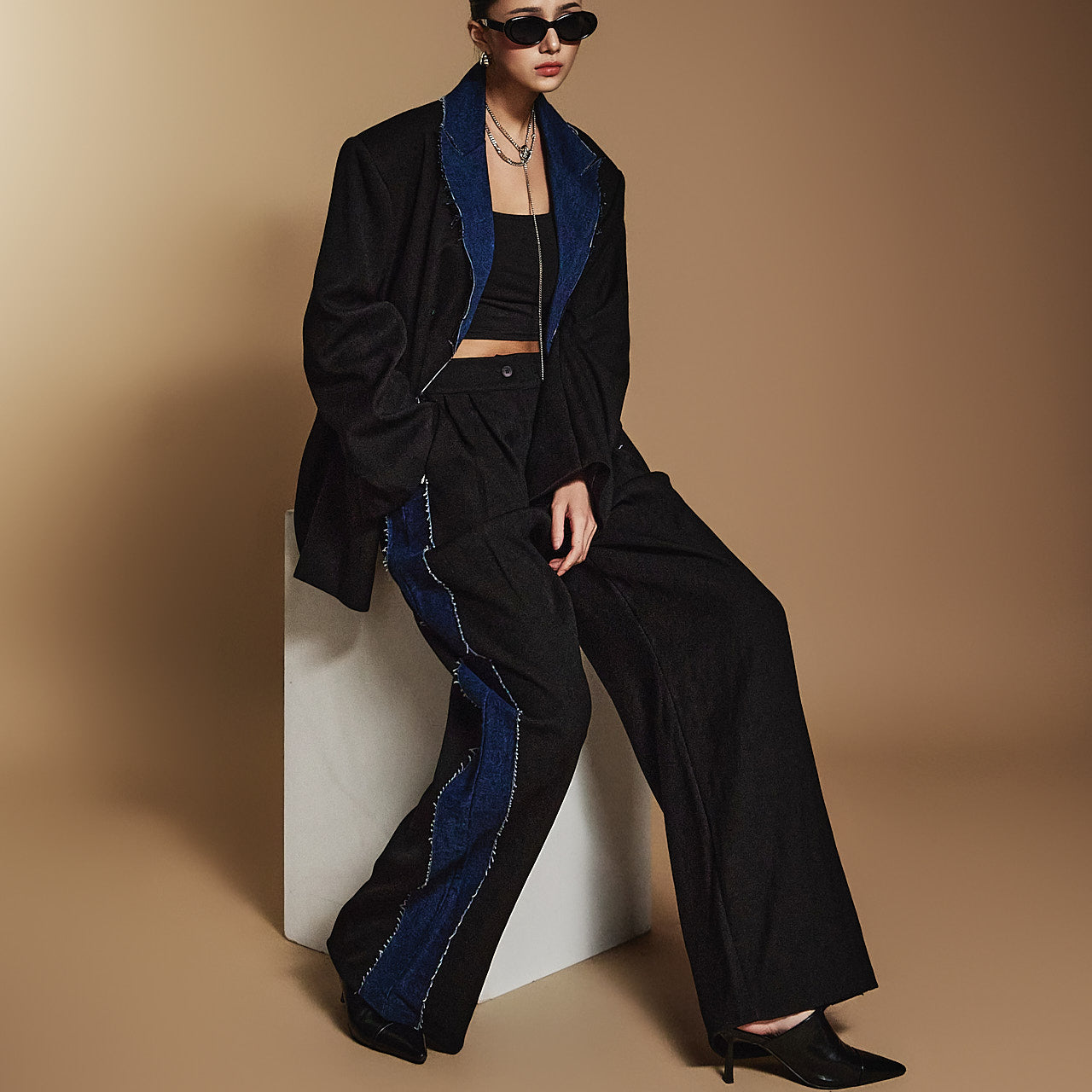 TP1935 デニムカラージャケット&パンツセット