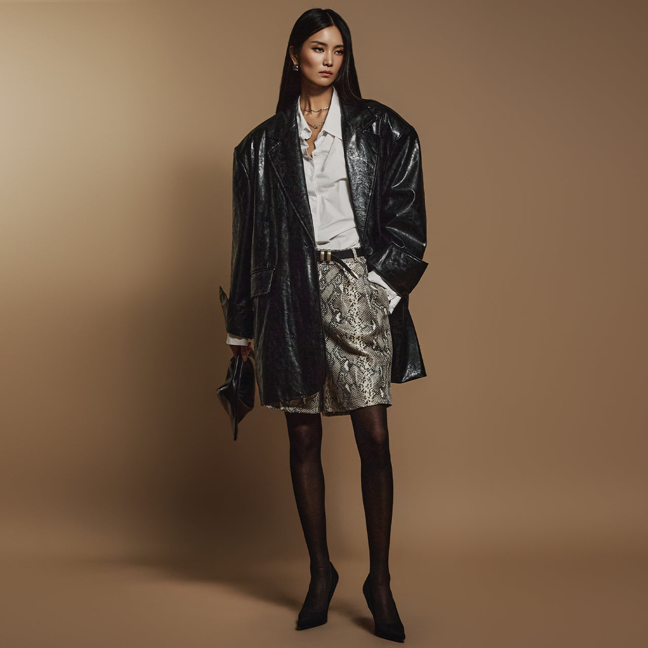 J9291 超大版型皮革夹克