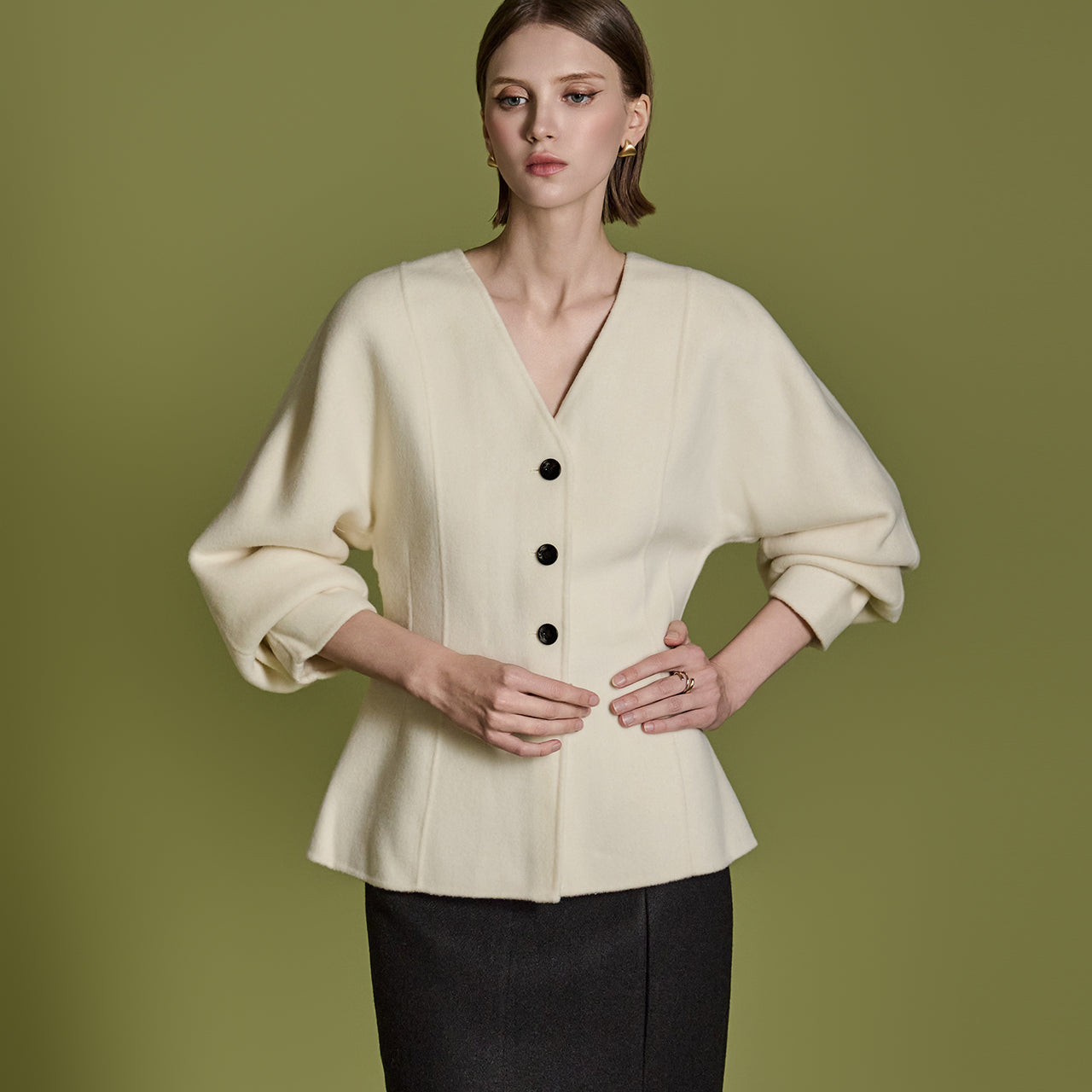 J2423 ピンタックウールジャケット