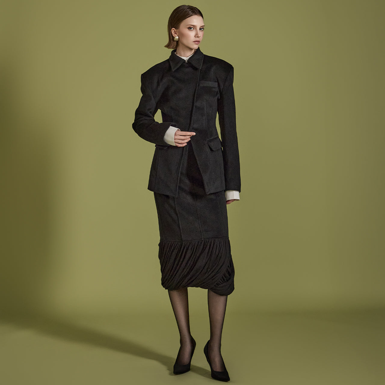 J2453 斜纹羊毛外套