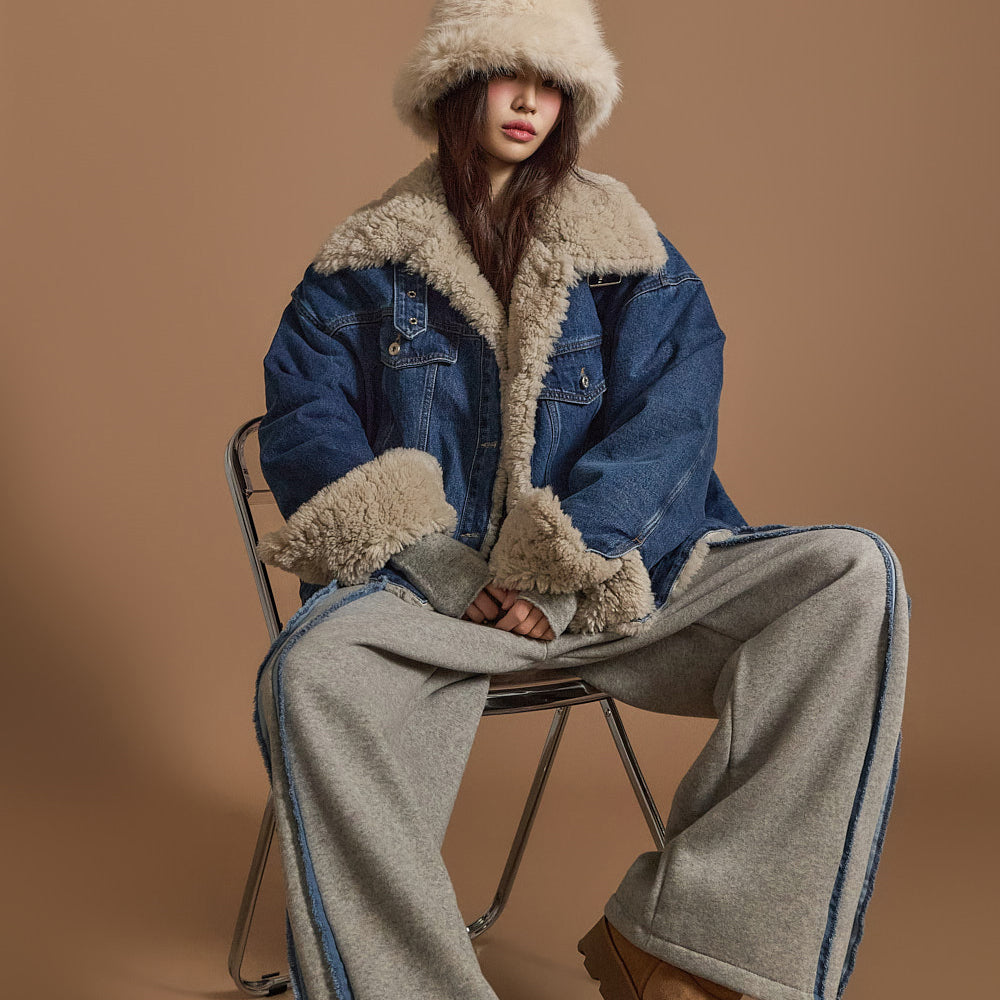 J2556 毛皮牛仔夹克