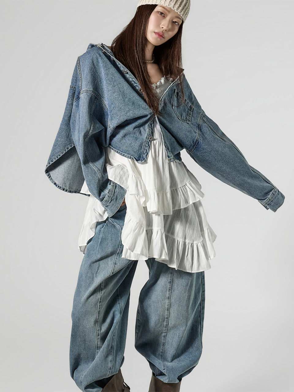 J3088 Hooded Denim Jacket