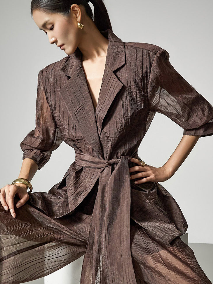 J3217 Sheer Belted Jacket