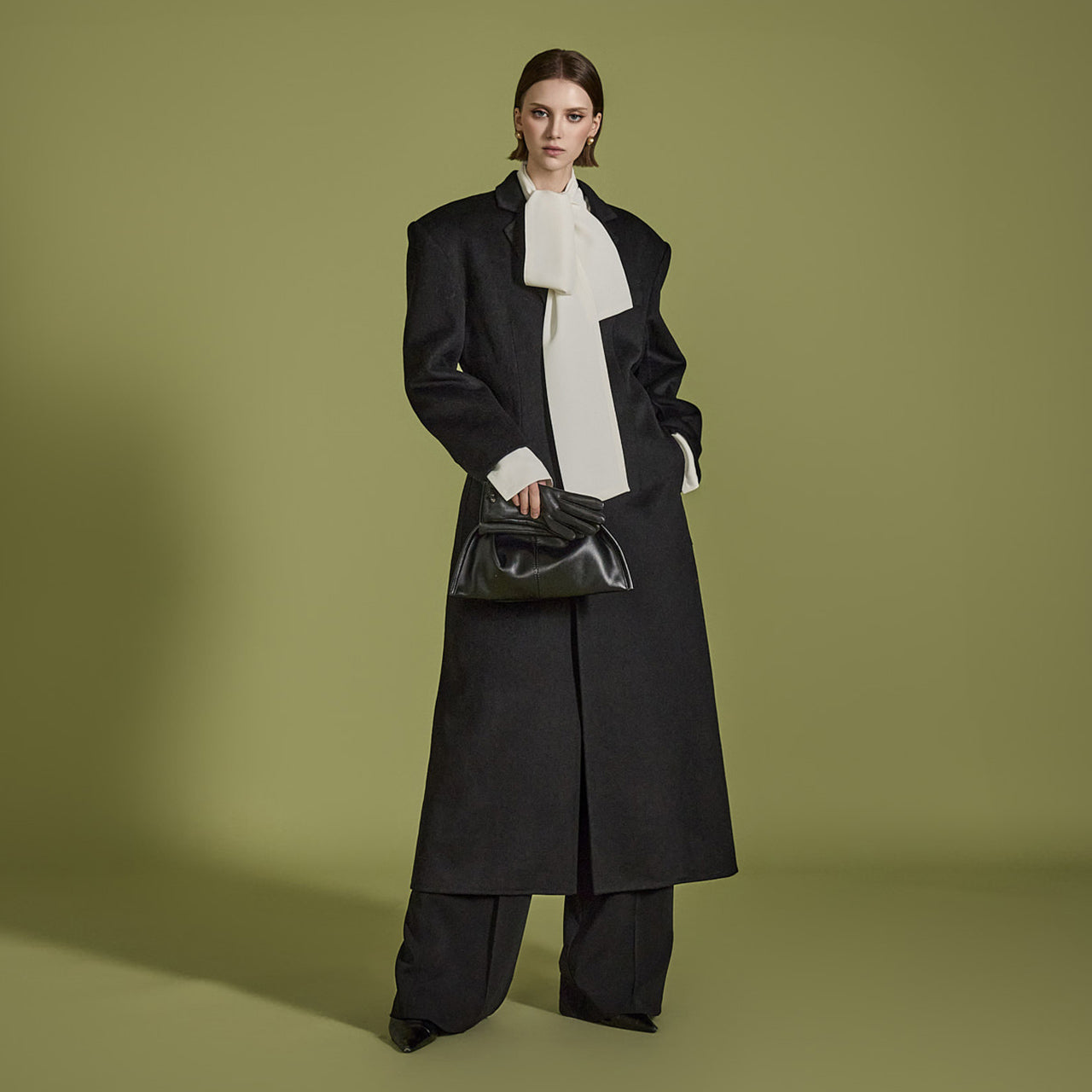 J2421 三粒扣羊毛长外套