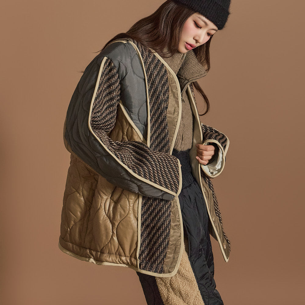 J2559 キルティングミックスジャンパー