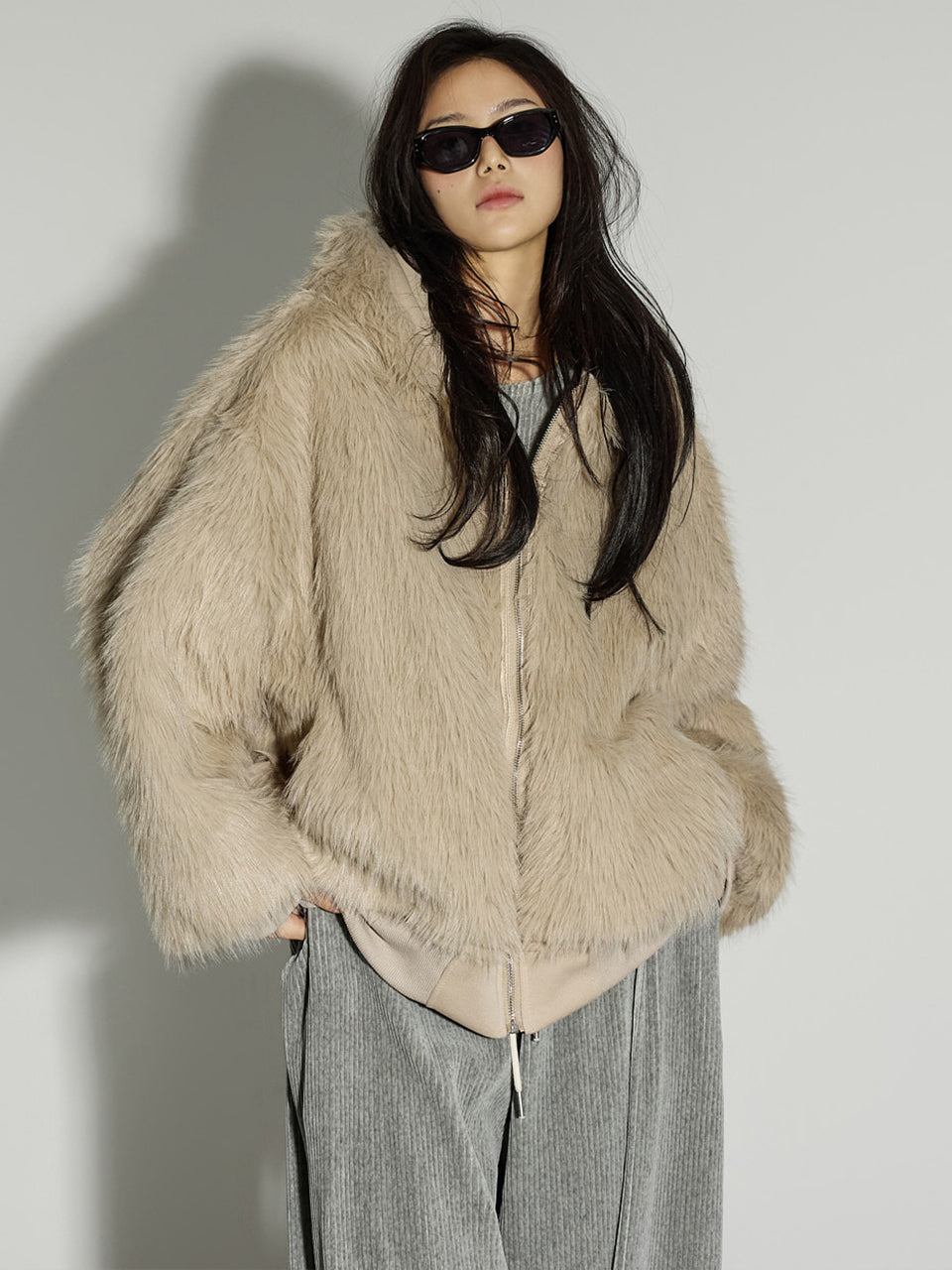 J3023 Fur Hooded Jacket