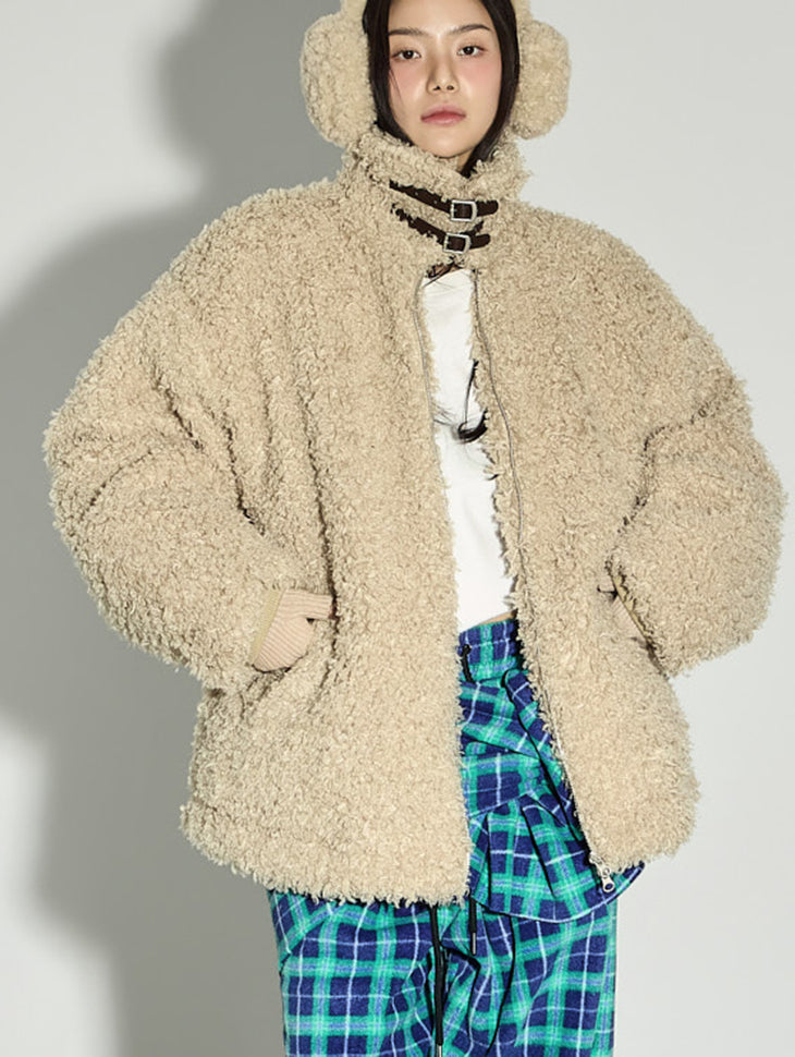 J3078 Buckle Fleece Jacket