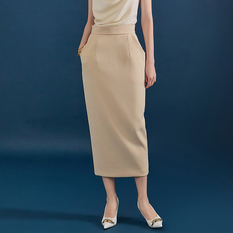 SK9169 ハイウエストペンシルミディスカート