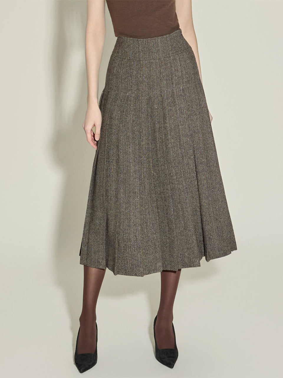 SK2387 人字形褶裙