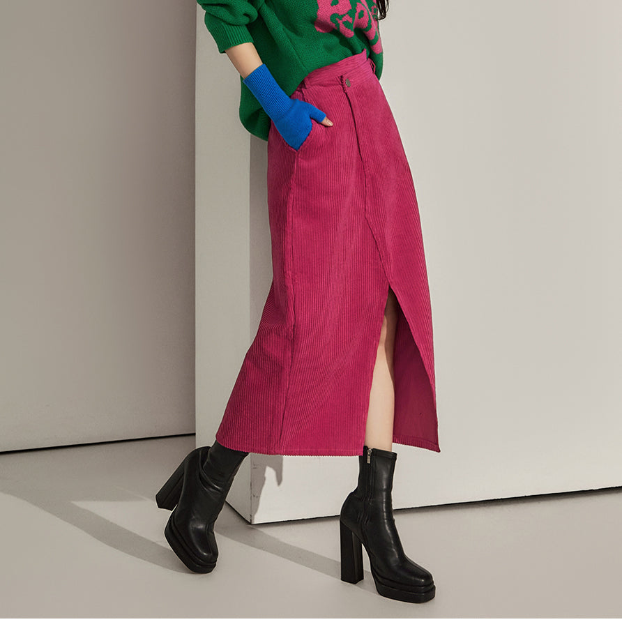 SK2594 灯芯绒可弯曲裙