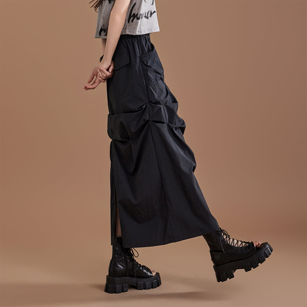 SK2712 シャーリングナイロンスカート