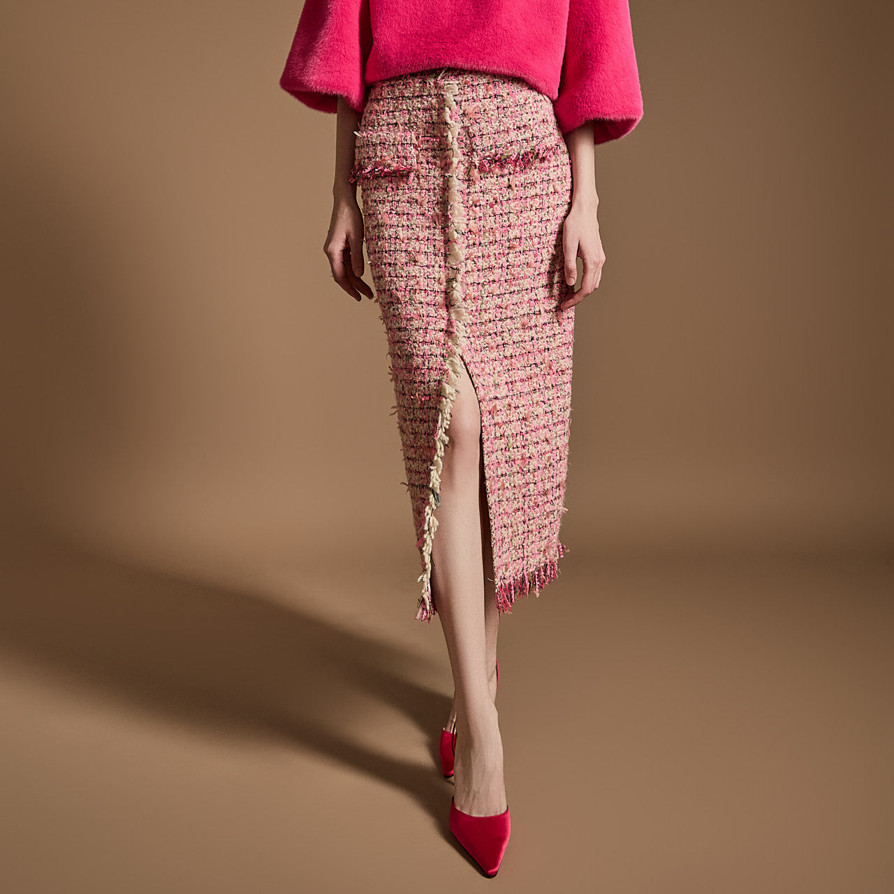 SK9253 粗花呢流苏裙