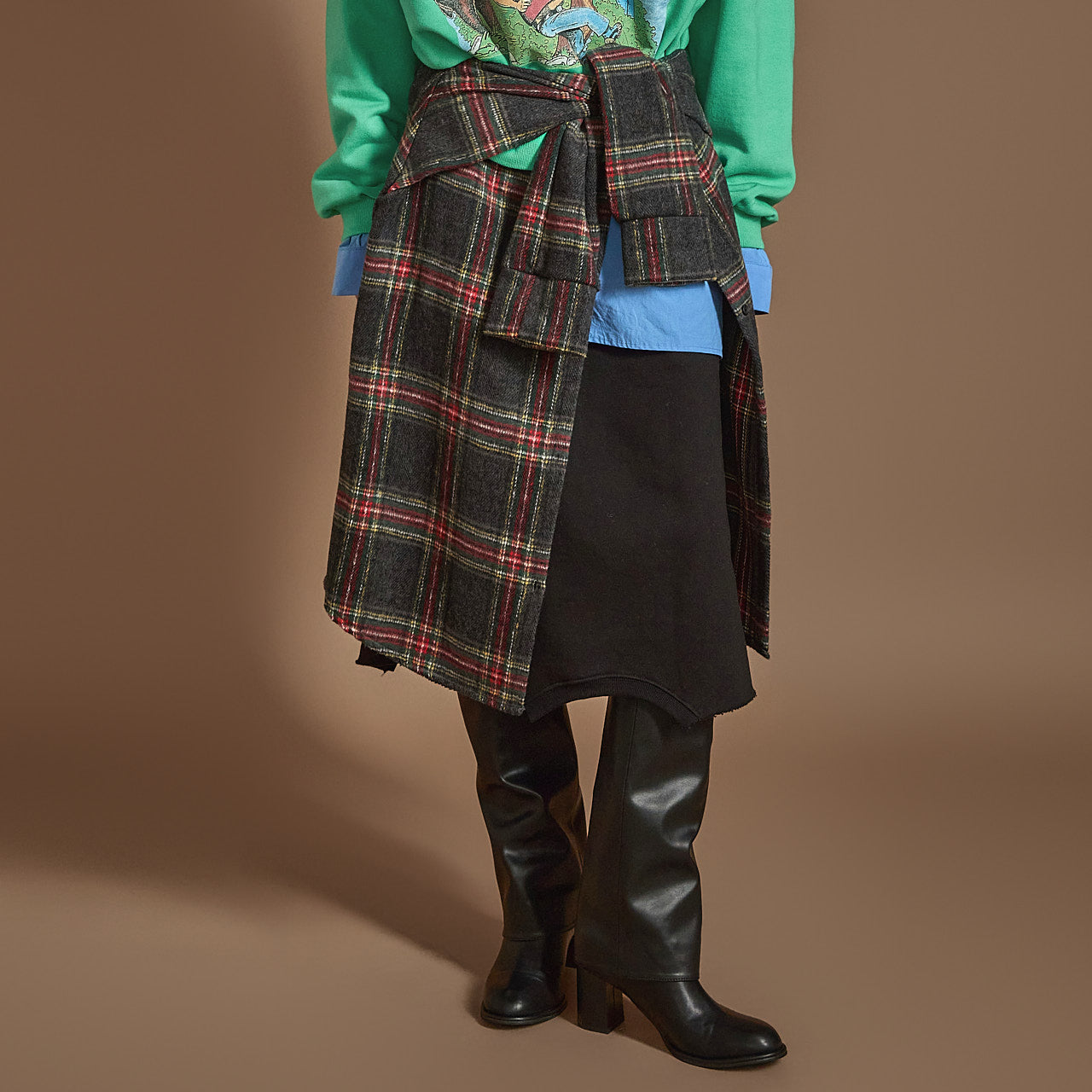 SK2857 羊毛衬里多层裙