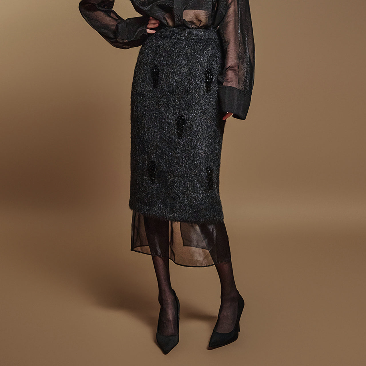 SK2866 ビーズレイヤードスカート