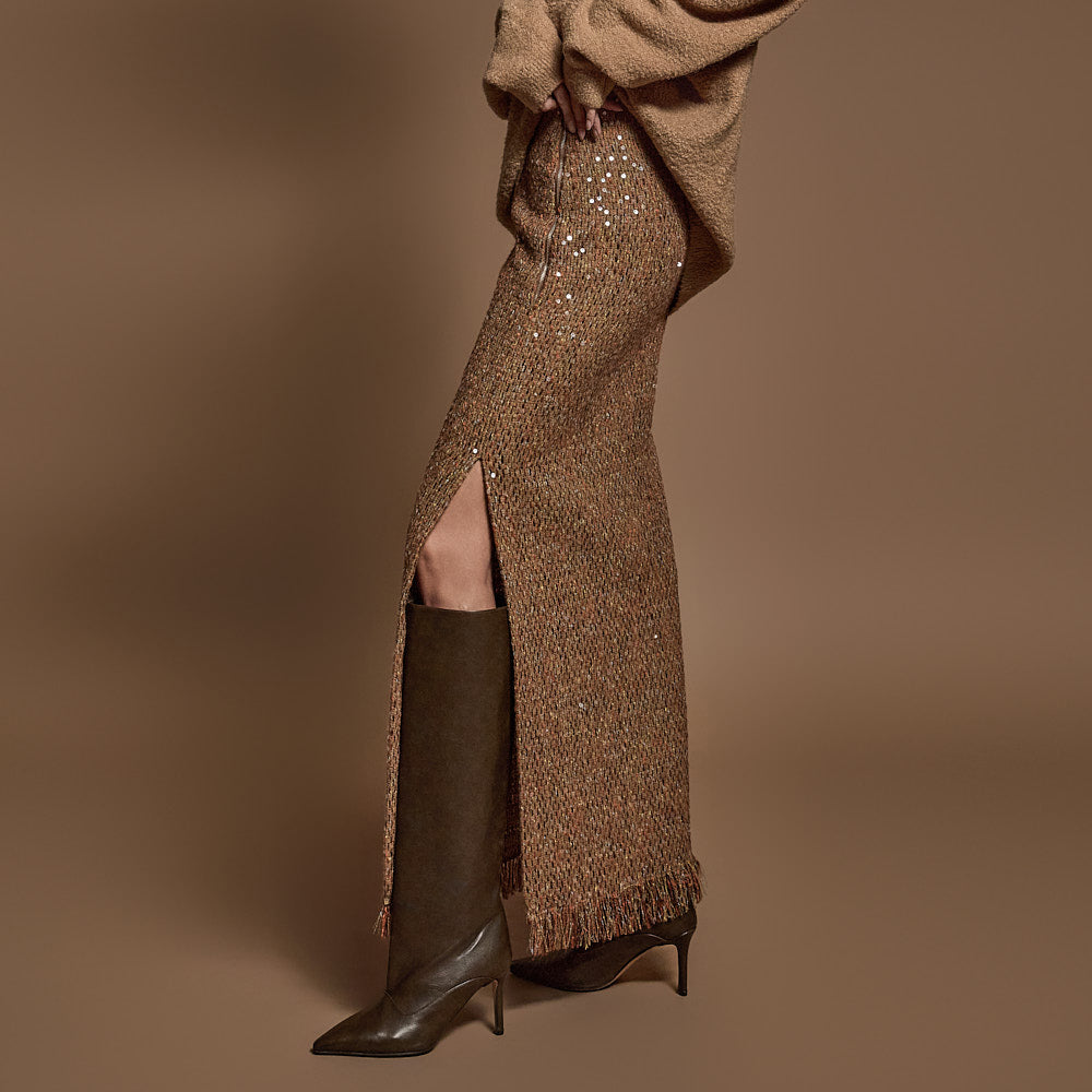 SK9255 ツイードフリンジスカート