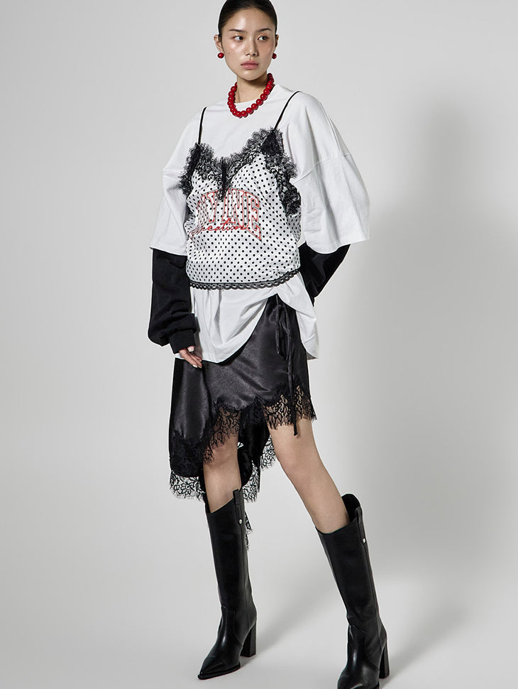 SK3155 Uneven Satin Skirt