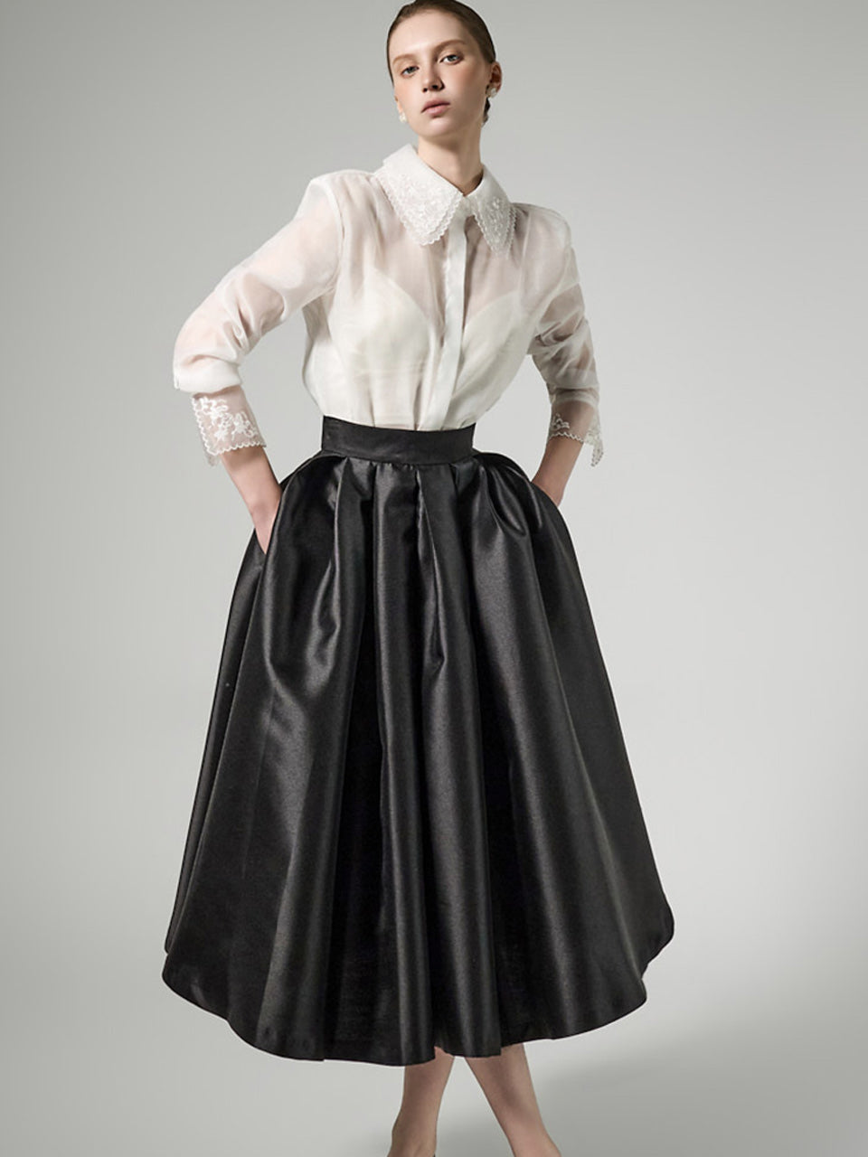 SK9288 Pintuck Flare Skirt