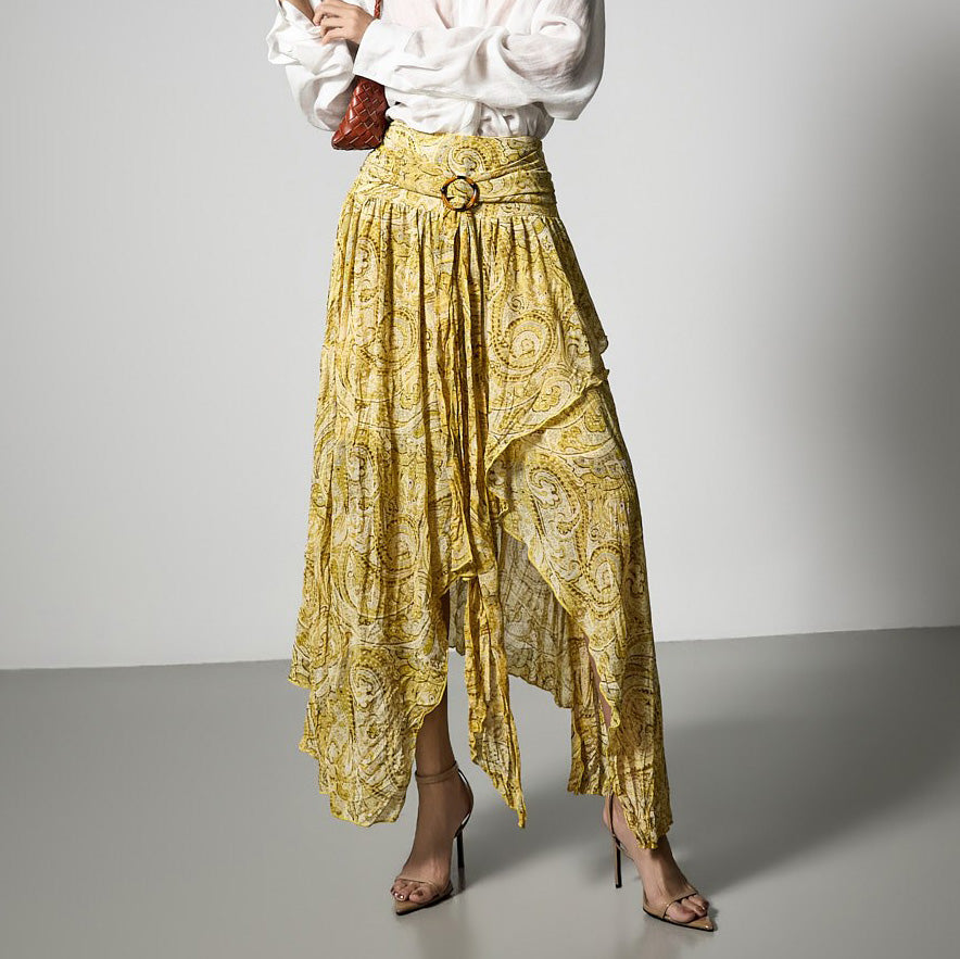 SK3227 Paisley Asymmetrical Skirt