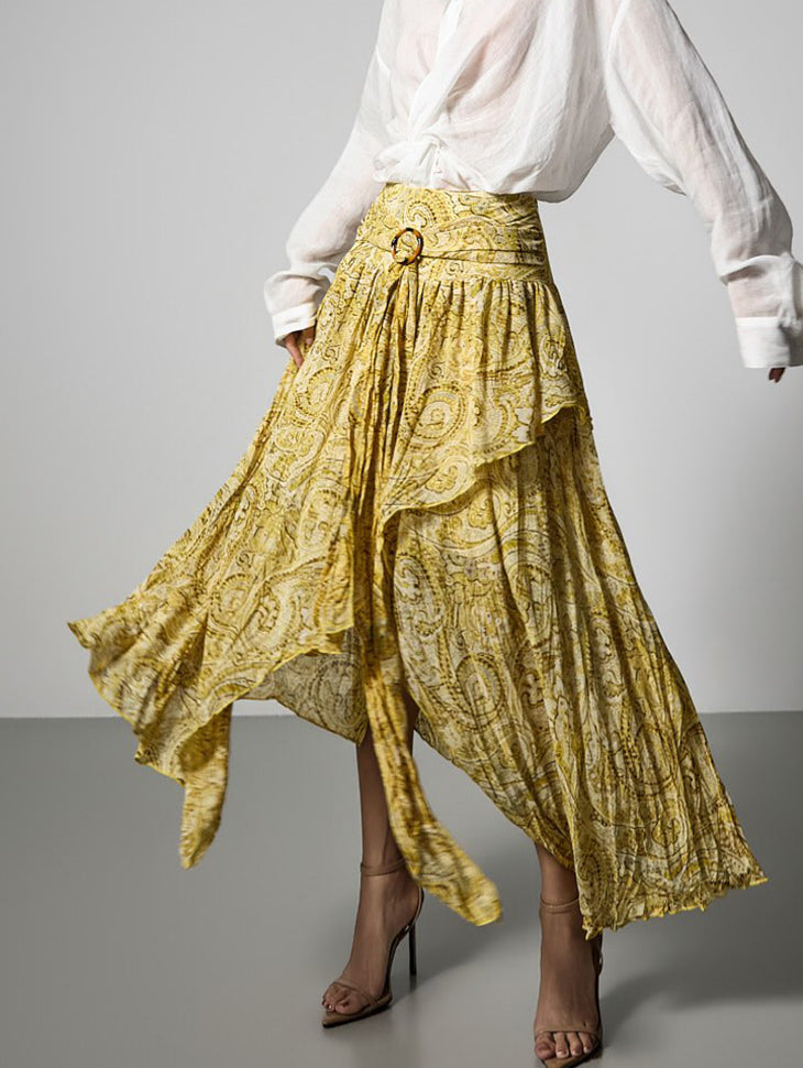 SK3227 Paisley Asymmetrical Skirt