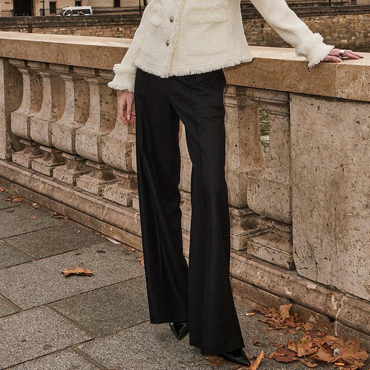 P9065 ピンタックワイドウールスラックス