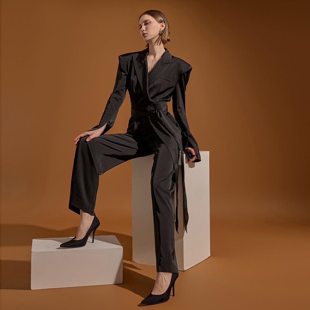 MBDJS002 テーラードスリムロングジャンプスーツ(ベルトセット)