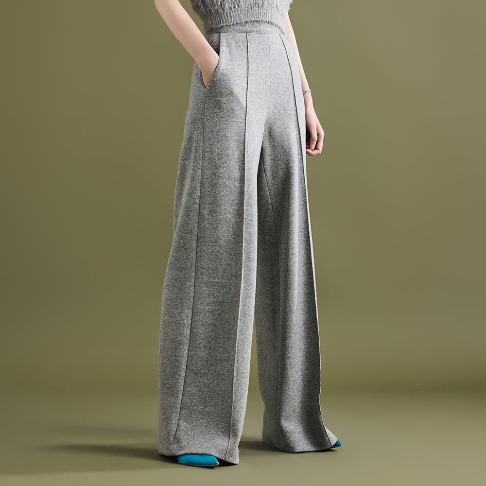 P9065 ピンタックワイドウールスラックス