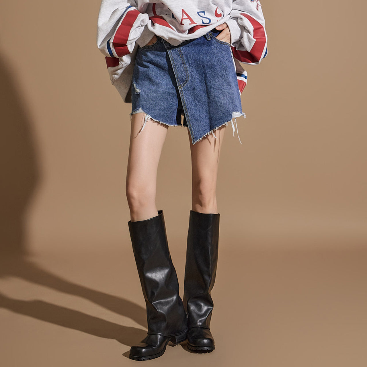 PJ535 ラップショートジーンズ