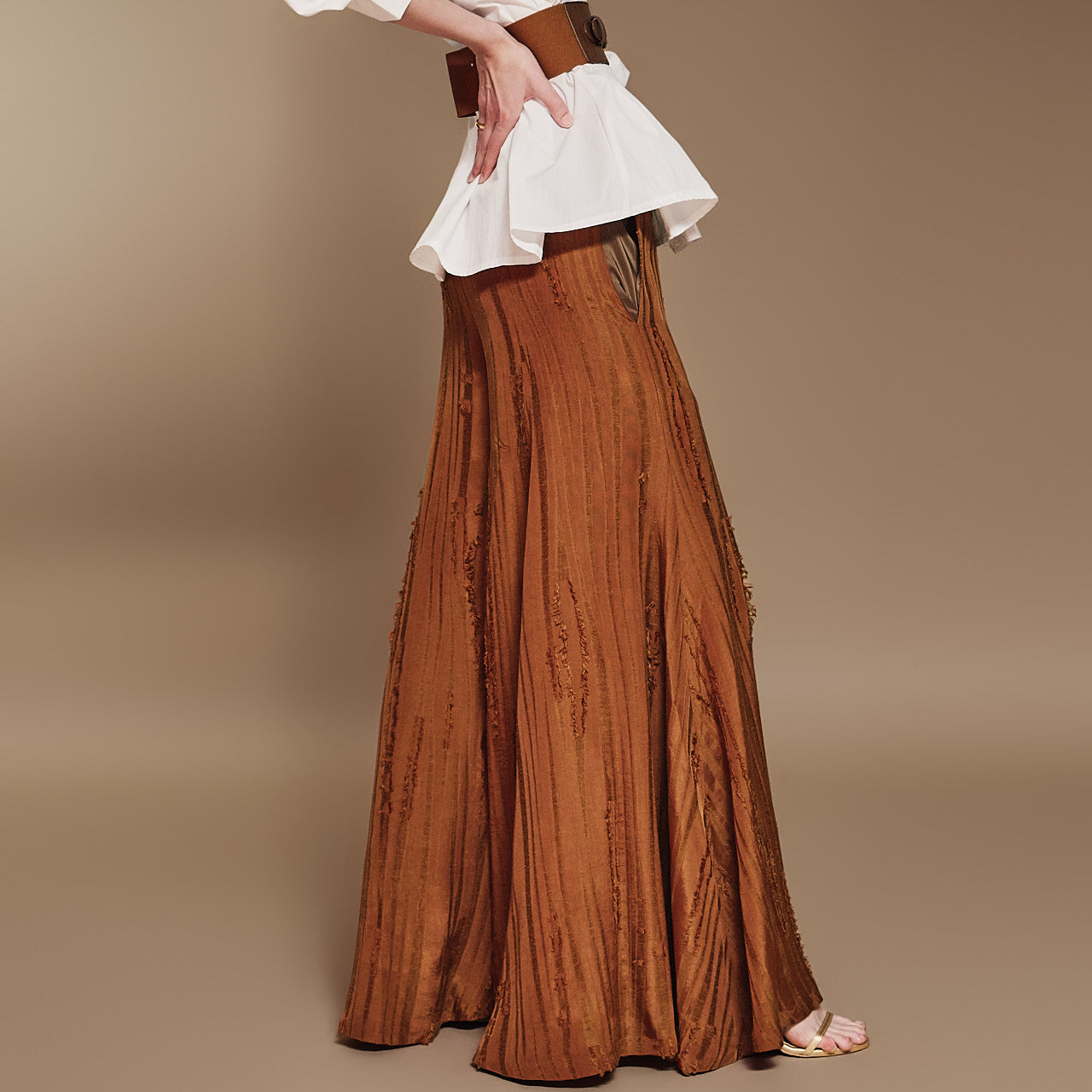 P9158 亚麻喇叭裤