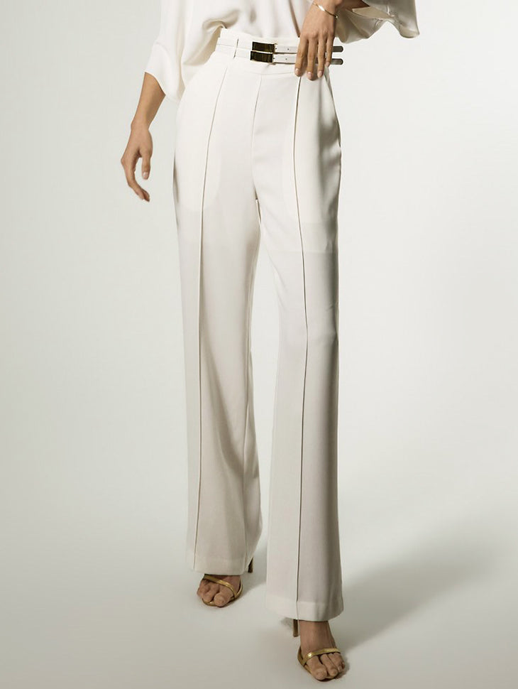 P3784 ベルト付きピンタックスラックス