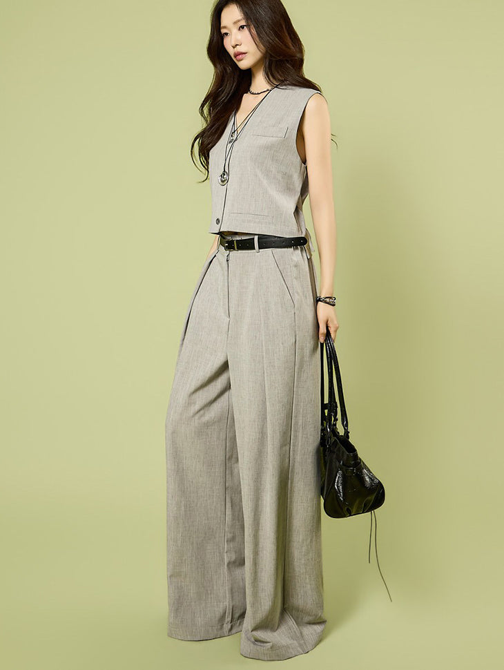 P3832 Wide Pintuck Slacks