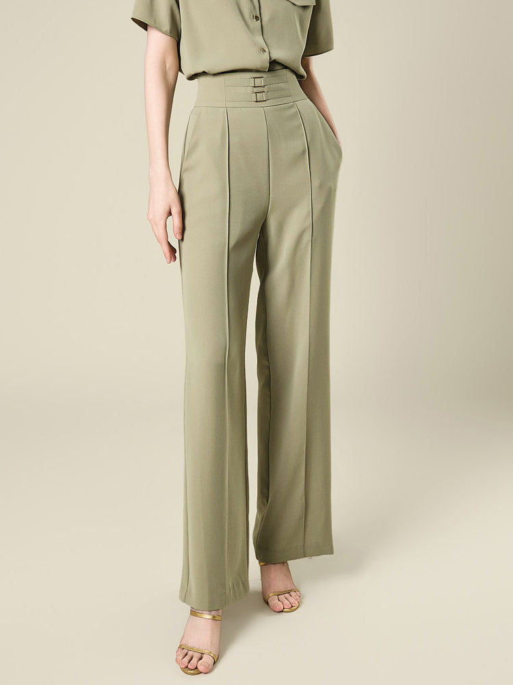 P3854 Gold Buckle Wide Slacks
