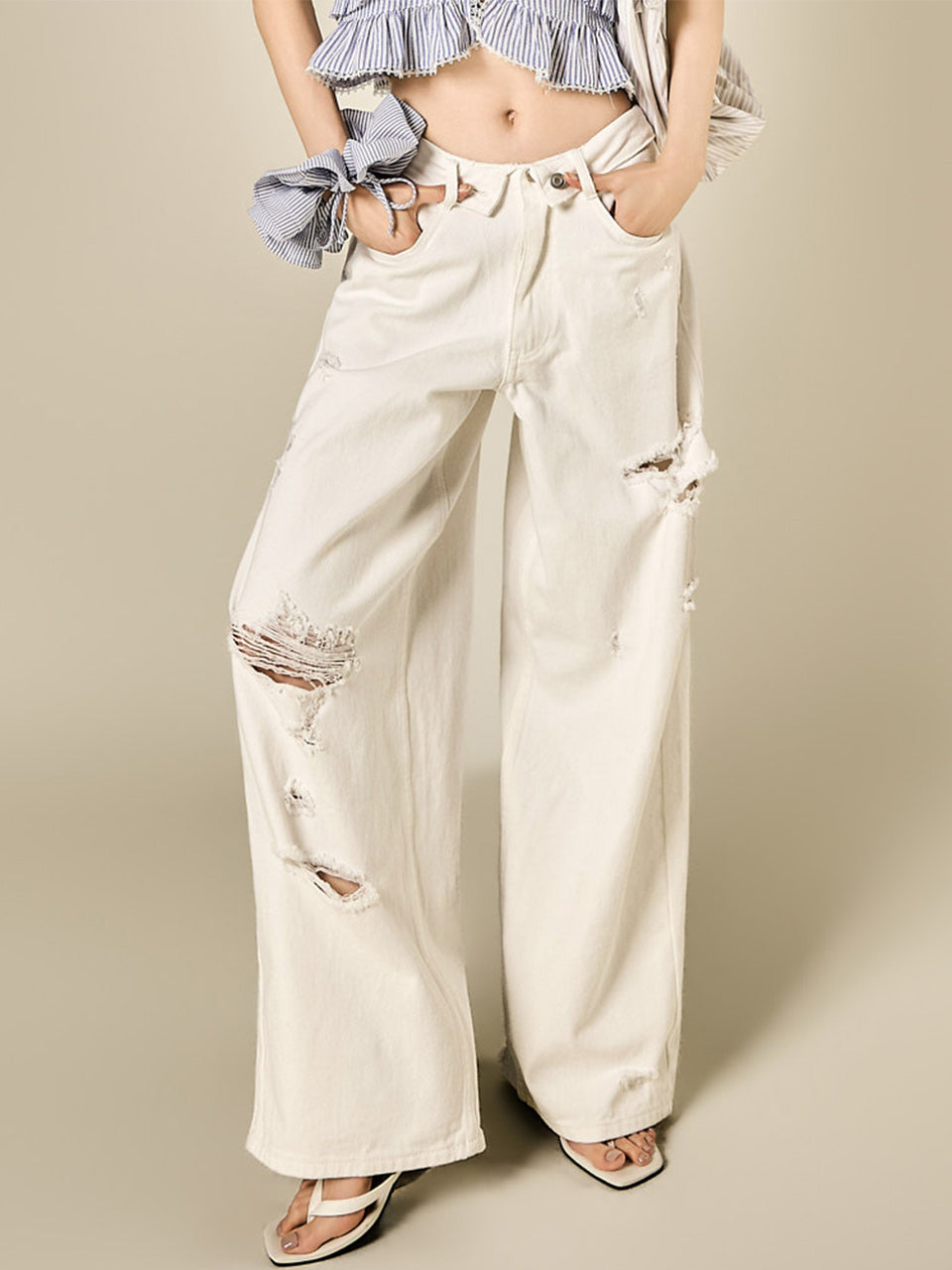 PJ660 ダメージワイドパンツ