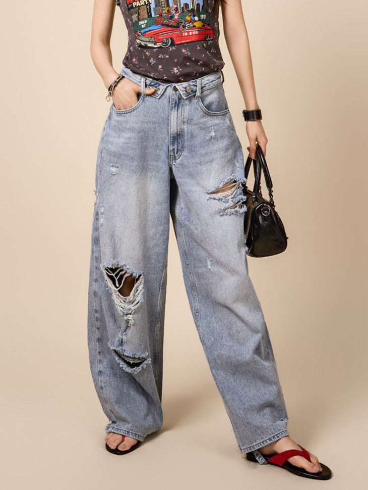 PJ660 ダメージワイドパンツ