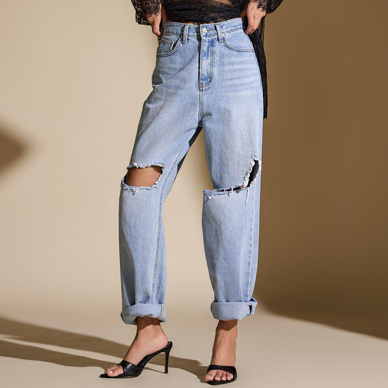 PJ513 破洞牛仔裤