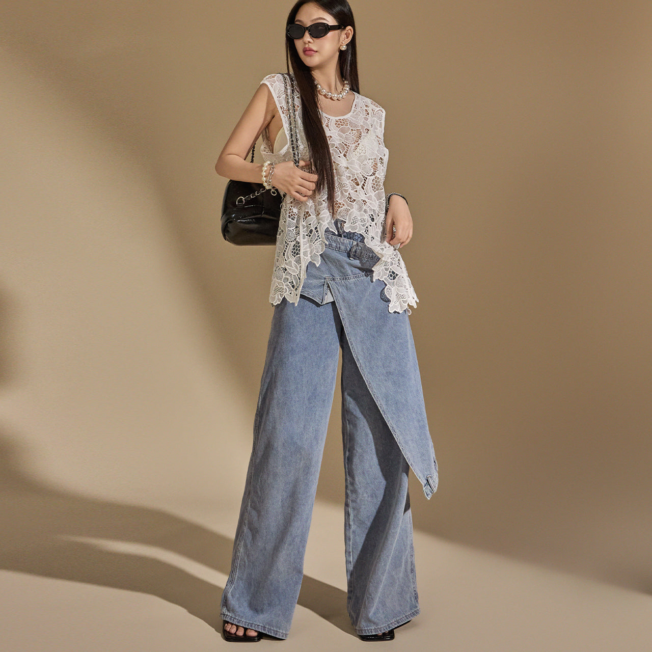 PJ523 ラップワイドジーンズ