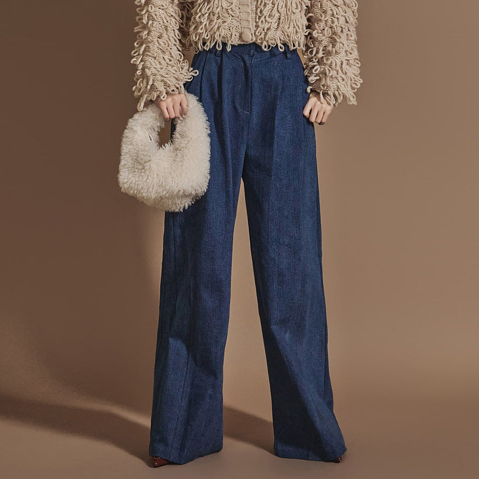 PJ547 ステッチ ピンタック ジーンズ