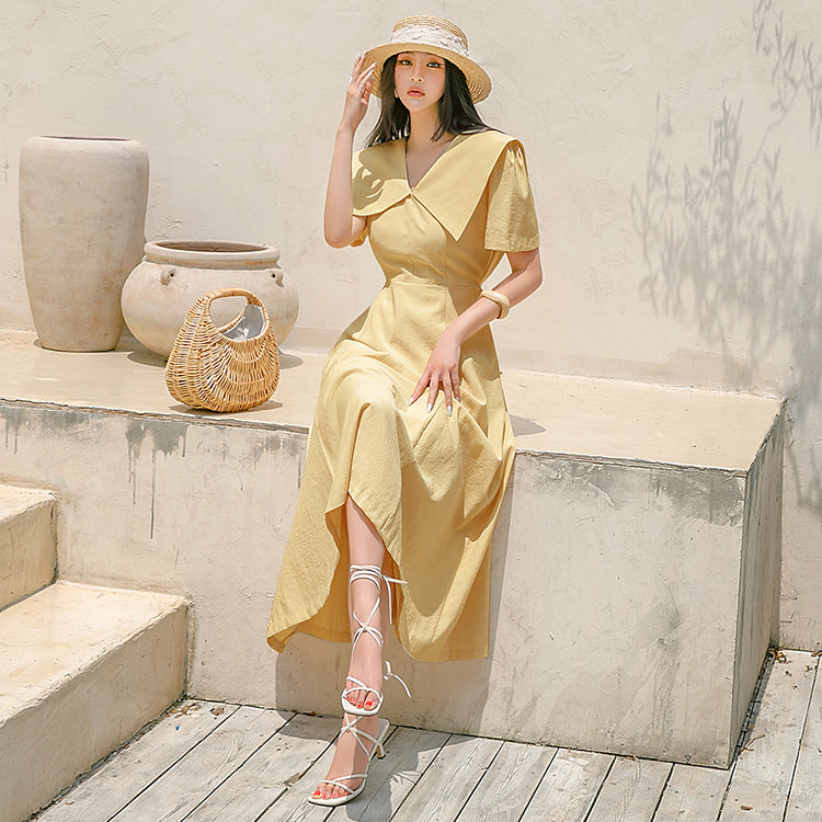 D4517 カラーミディドレス