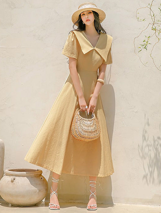 D4517 Collar Midi Dress