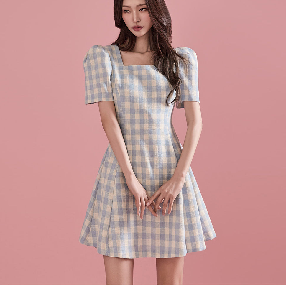 D4983 Plaid Mini Dress