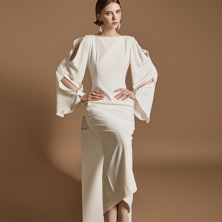 D9508 ボートネックドレス