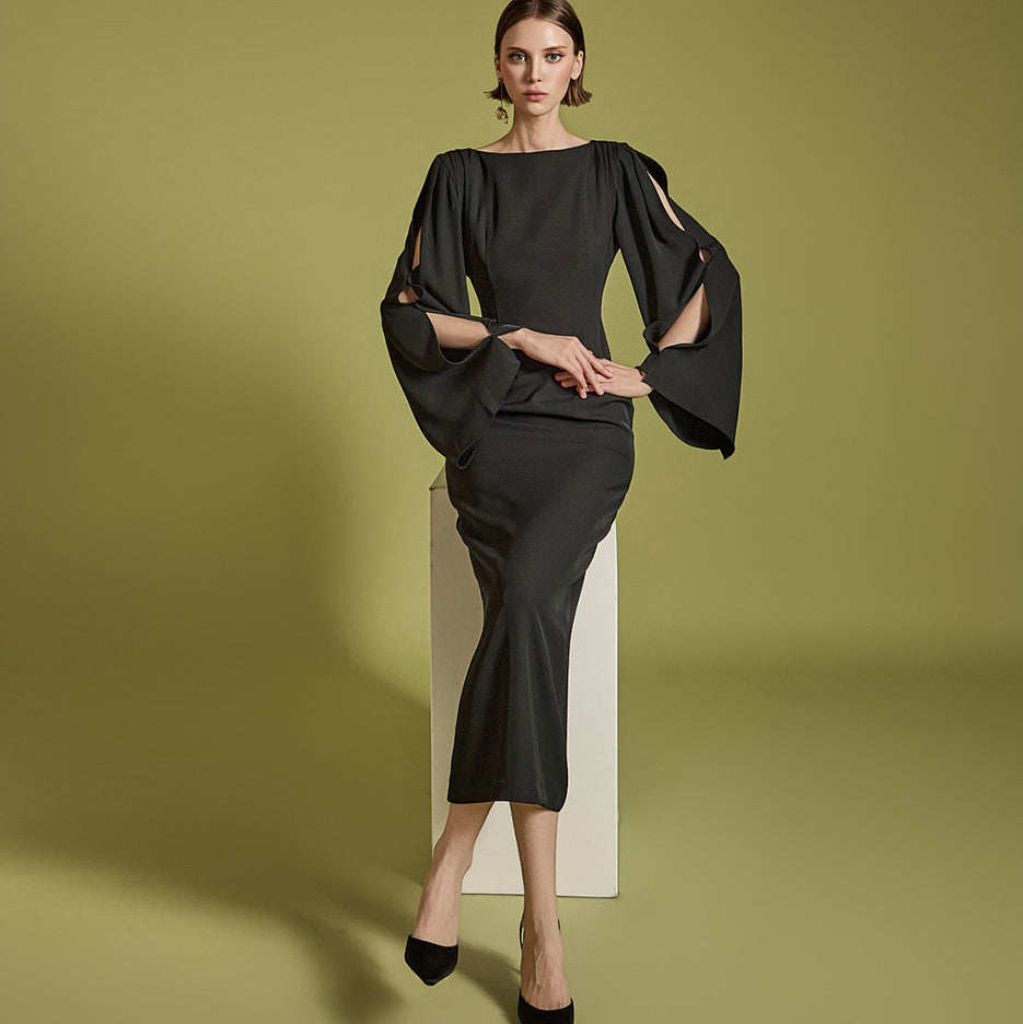 D9508 ボートネックドレス