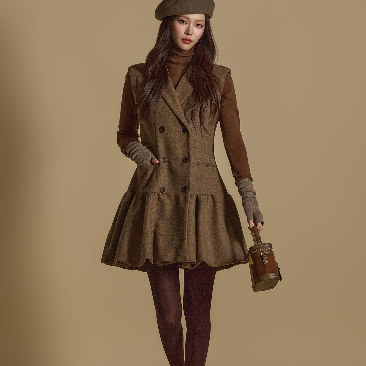 D5169 人字纹迷你连衣裙