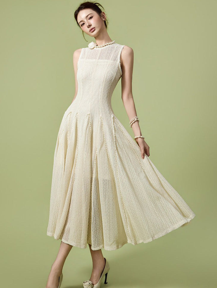 D5589 シアーレースフレアドレス