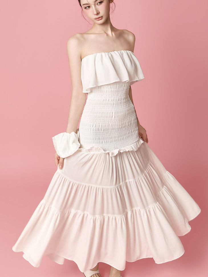 D5677 オフショルダー スモックドレス
