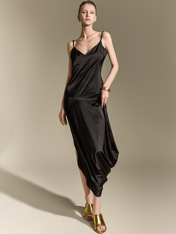 D9601 Vネック スリップドレス