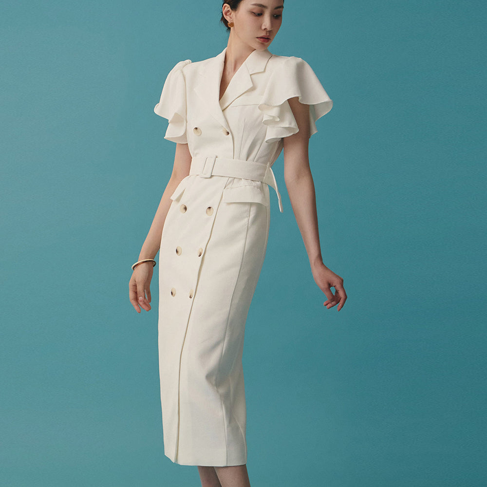 D4699 Frill Sleeve Dress with Belt